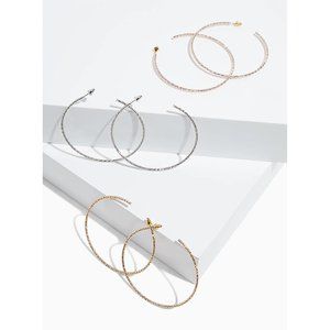 TORRID - MIXED METAL DIAMOND-CUT HOOP EARRINGS - SET OF 3